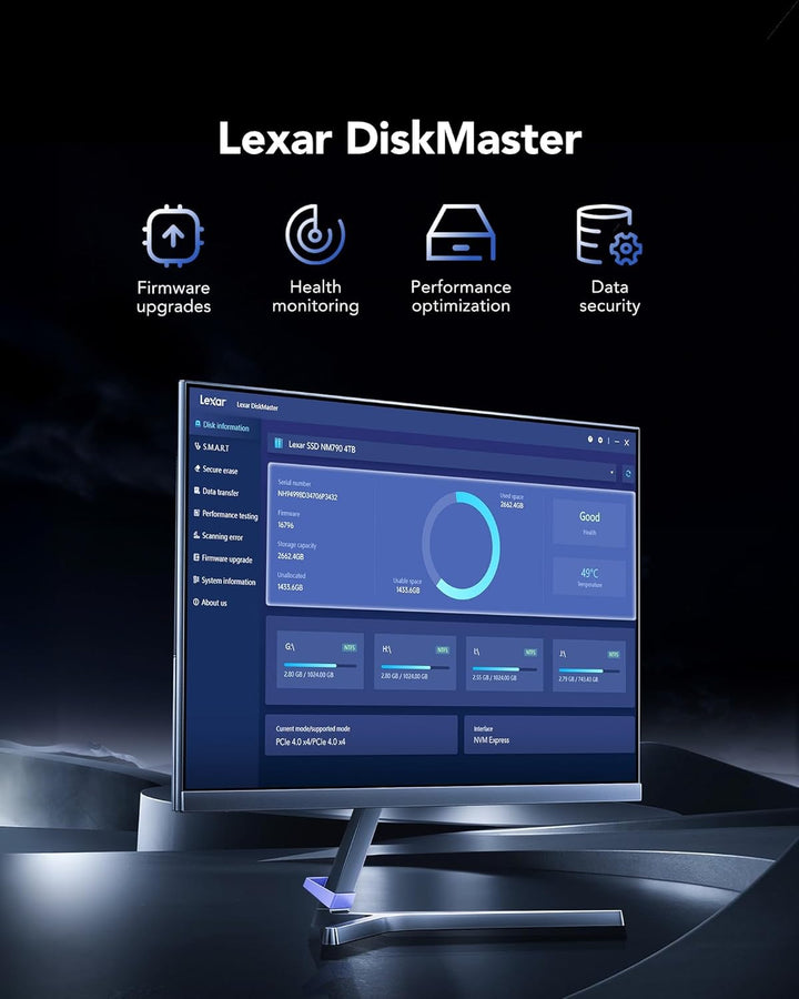 Lexar EQ790 4TB SSD M.2 2280 PCIe Gen4x4 NVMe 1.4, Blazing Speeds Up to 7000MB/s Read 6000MB/s Write