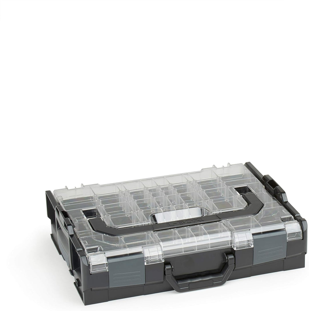 Bosch Sortimo Sortimentskasten L BOXX 102 schwarz Deckel transparent mit Insetboxen-Set A3 Sortierbo