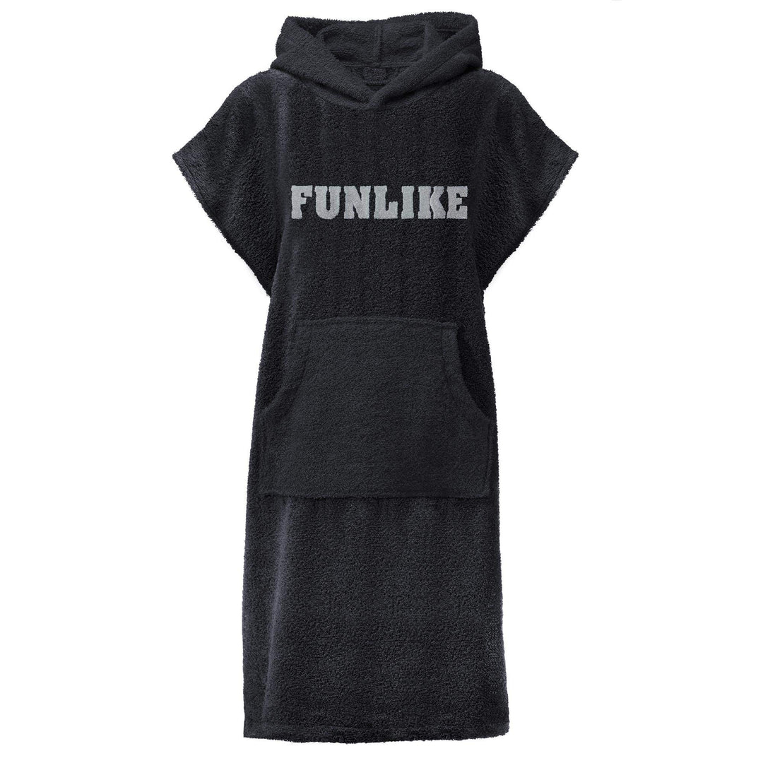 CelinaTex Funlike Poncho mittel 65 x 100 cm schwarz Baumwolle Badeponcho Frottee Surfponcho Kapuzenh