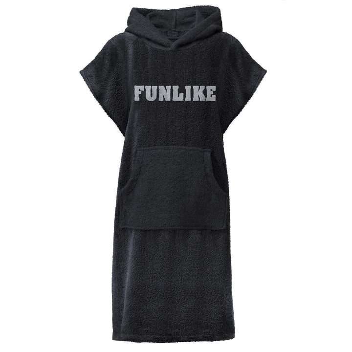 CelinaTex Funlike Poncho mittel 65 x 100 cm schwarz Baumwolle Badeponcho Frottee Surfponcho Kapuzenh