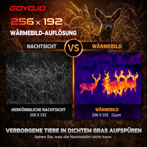 GOYOJO Handheld-Wärmebild-Monokular, 256 x 192 (25 Hz) @ 12 um Wärmesensor, Eingebaute Drahtlose Übe