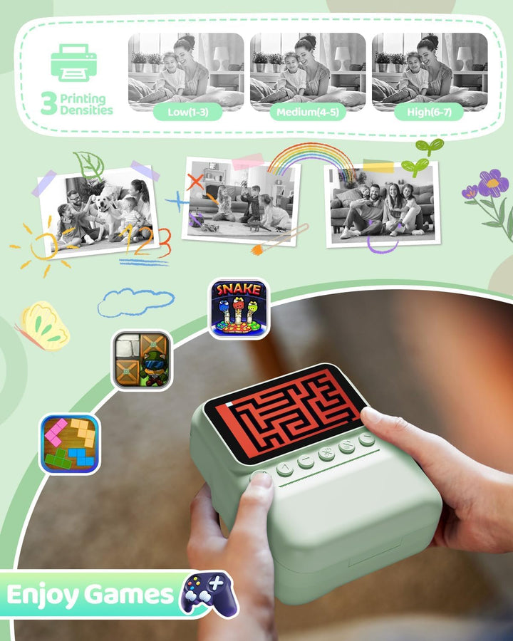 Kinderkamera Sofortbildkamera, 48MP 3.0 Zoll Sofortbildkamera Kinder mit 32G Karte & 3 Rollen Druckp