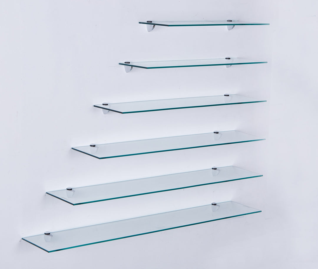 Euro Tische 100cm Glas Wandregal Klarglas, Glas Regal für Badezimmer, Klarglas Duschregal mit 6mm ES