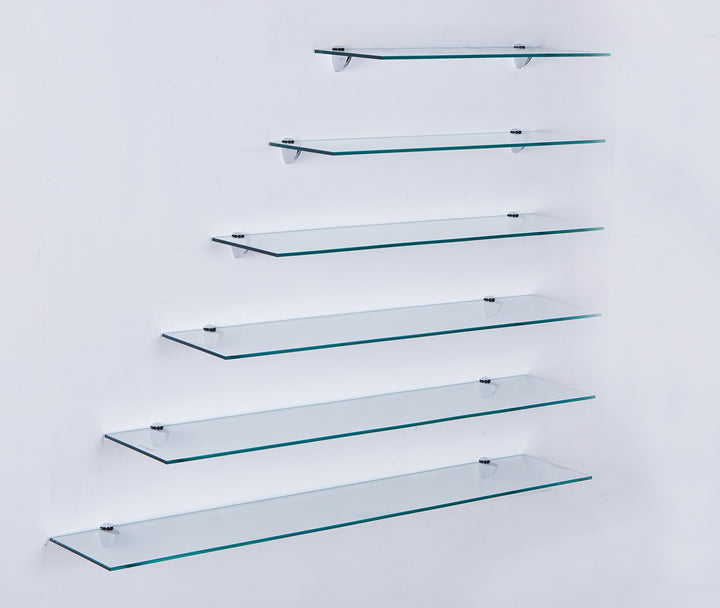 Euro Tische 100cm Glas Wandregal Klarglas, Glas Regal für Badezimmer, Klarglas Duschregal mit 6mm ES
