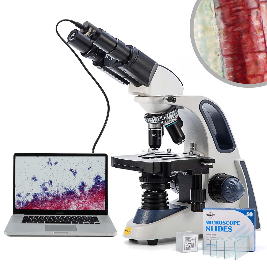 SWIFT SW380B Binokular Labor Mikroskop 40X-2500X Vergrösserung, Siedentopfkopf, mechanischem Objektt