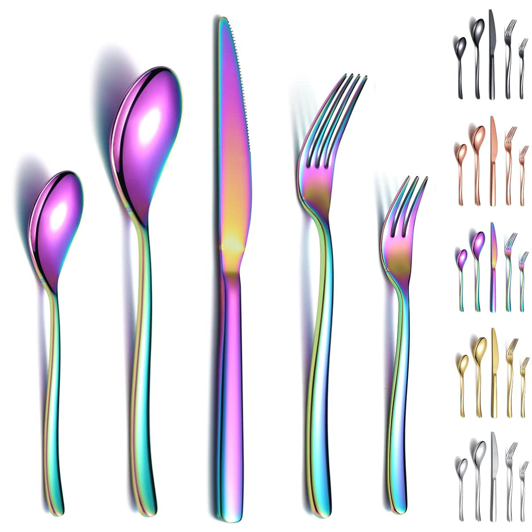 Berglander Rainbow Besteck-Set 30-teilig, Stabiles Edelstahl-Titan-Bunt-Besteck-Set Besteck-Set Rost