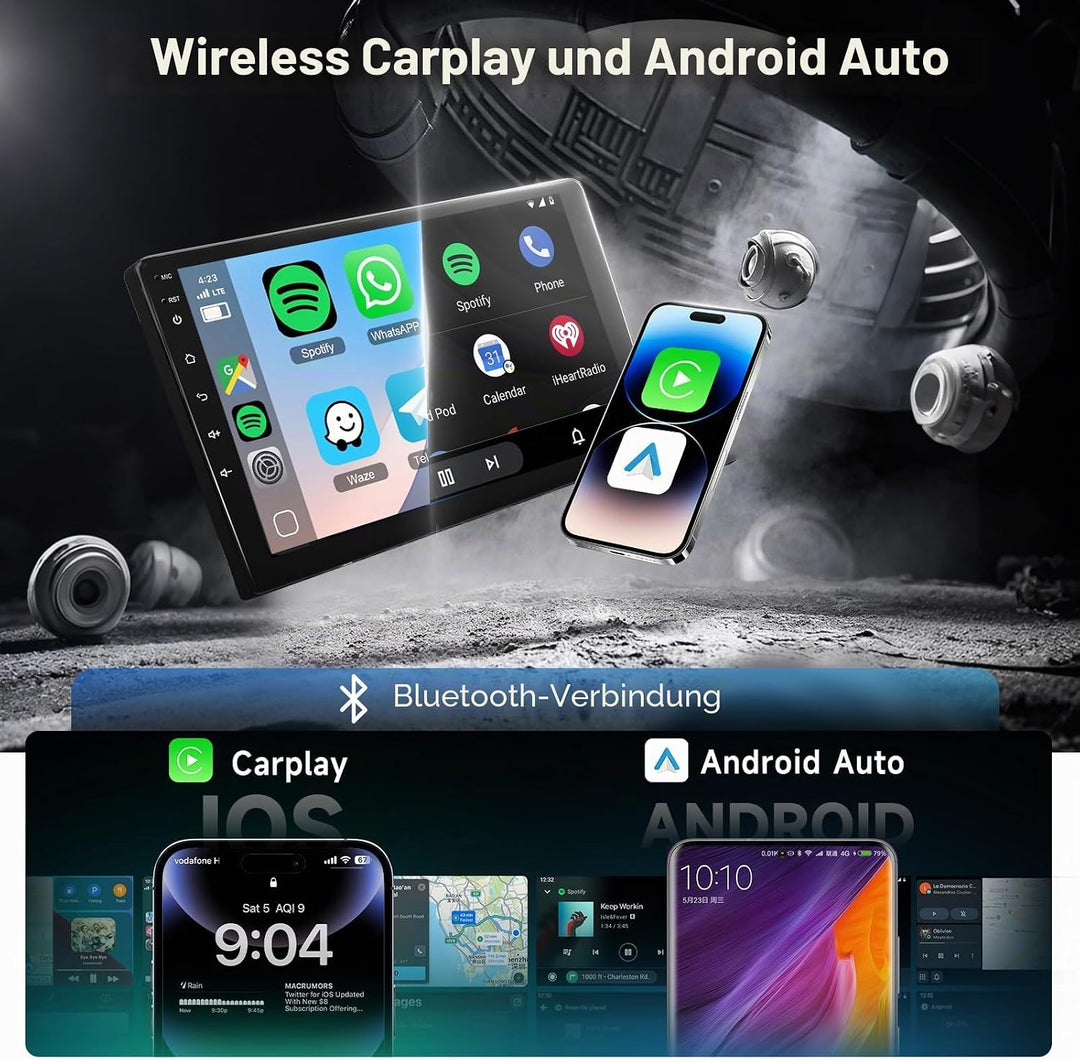 6G+128G Kabelloses Carplay-Autoradio für Peugeot 107/Citroen C1/Toyota Aygo mit 10,1 Zoll IPS-Touchs