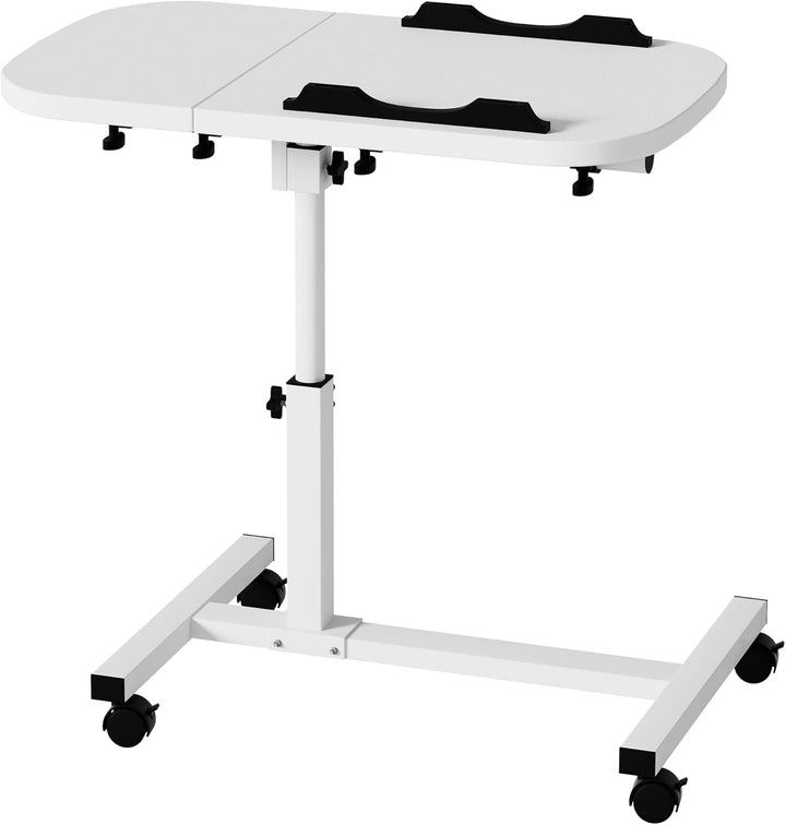 mosegor Mobiler Beistelltisch Höhenverstellbarer Pflegetisch für Bett mit 4 Rollen, 60×40cm Laptopti