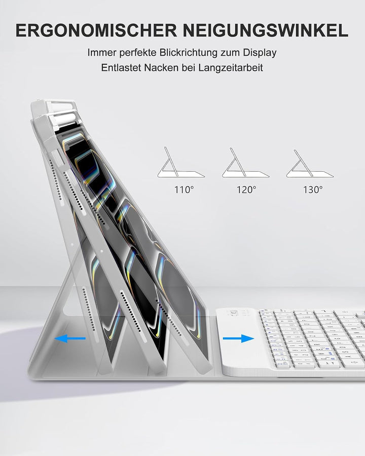 Für iPad Pro 11 M5/M4 (2025/2024) Hülle mit Tastatur QWERTZ | Hülle für iPad Pro 11" M5/M4 (2025/202