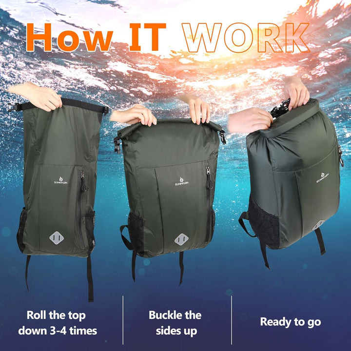 Dry Bag Rucksack,20L IPX8 wasserdichte Rucksack Rolltop mit Handyhülle,Wasserfester Tasche Schwimmen