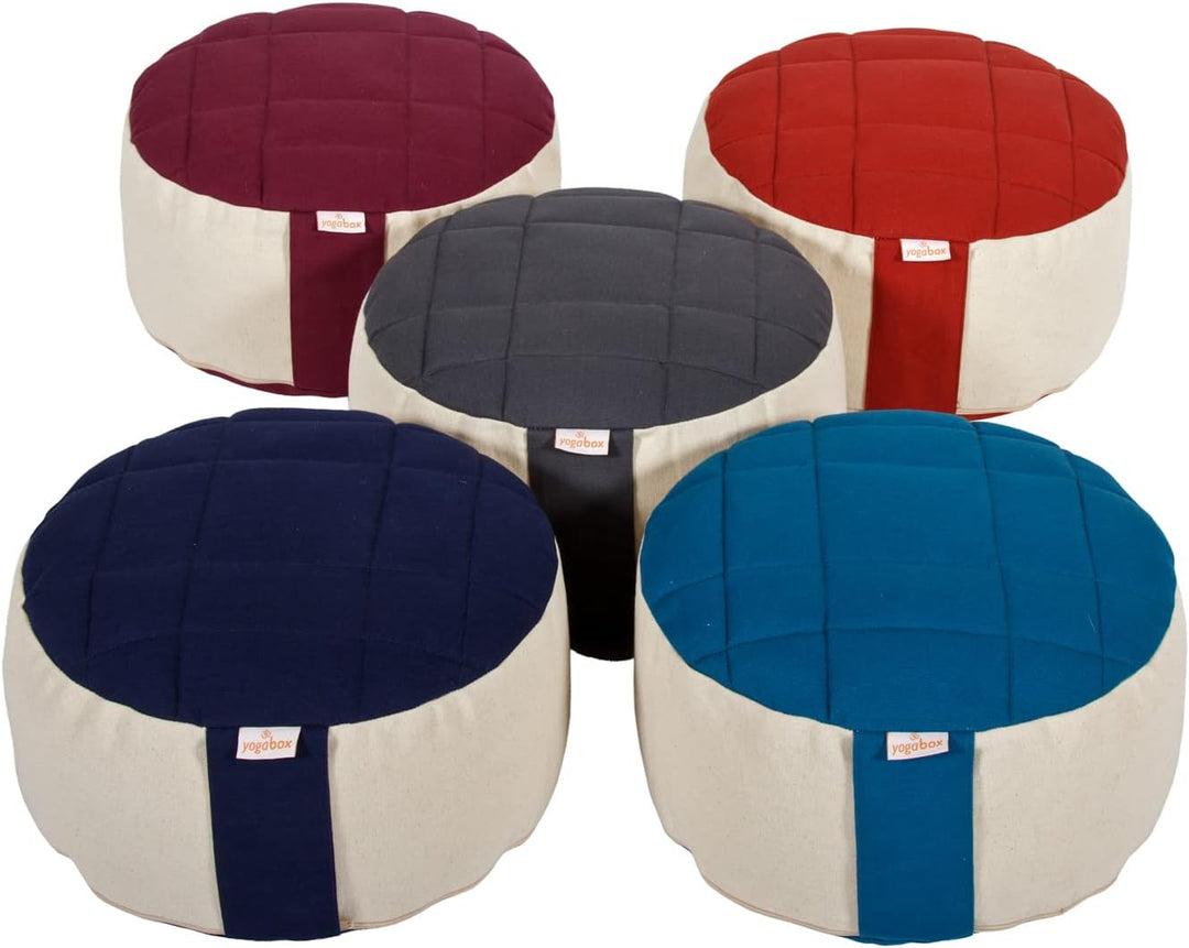 Yogabox Meditationskissen Basic Premium, Abnehmbarer Bezug aus 100% Baumwolle, Höhe 13-18 cm, Prakti