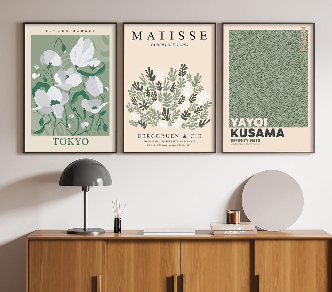 Moderne Poster Set | 3 Stück 50x70cm | Stilvolle Matisse Pastell Poster Collagen mit passenden Bilde