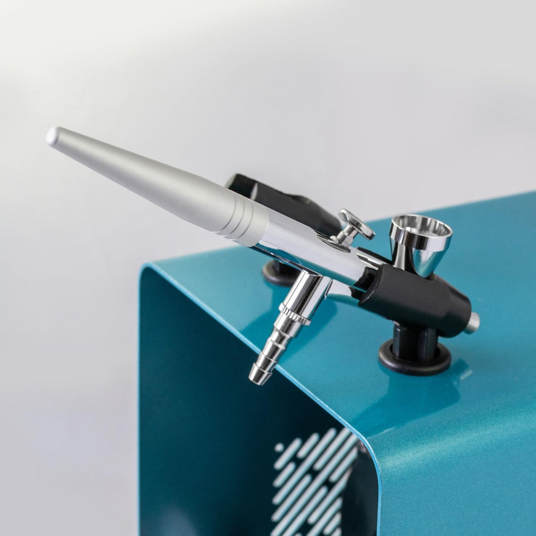 AMUR Airbrush Kompressor Duo-Power - Das Airbrush-Kit mit Doppel/Zweizylinder mit Schutzgehäuse für