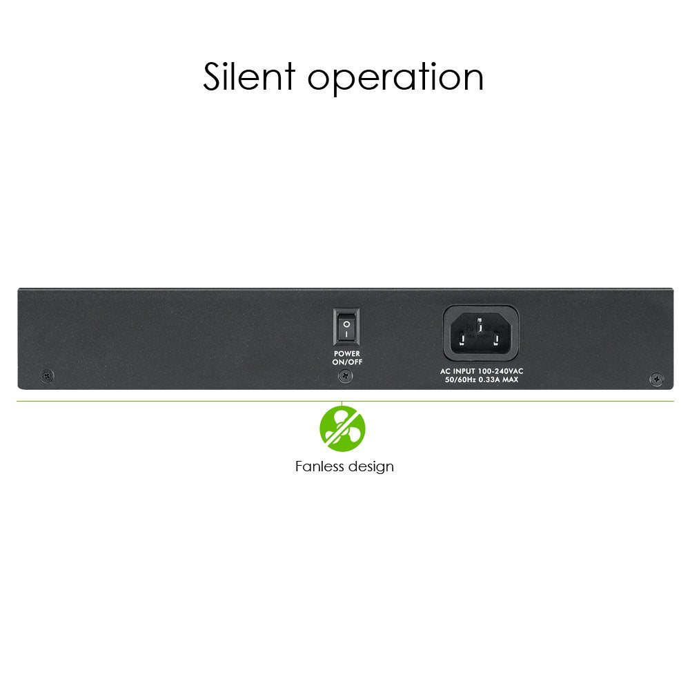 Zyxel 24-Port Gigabit Ethernet Unmanaged Switch - Design ohne Lüfter [GS1100-24E] GS1100-24E-EU0103F