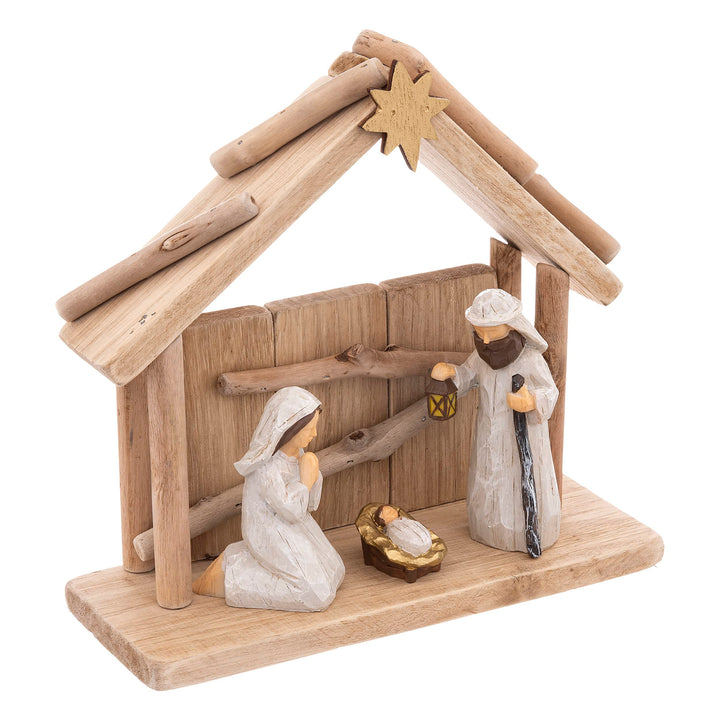 WEB2O Weihnachtskrippe aus Holz mit 3 Krippen