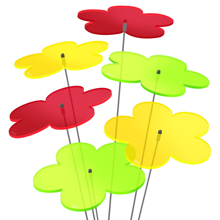 SUNPLAY "Sonnenfänger-Blumen 6er Set - 2X Gelb, 2X Grün, 2X Rot - 6 Stück zu je 20 cm Durchmesser im