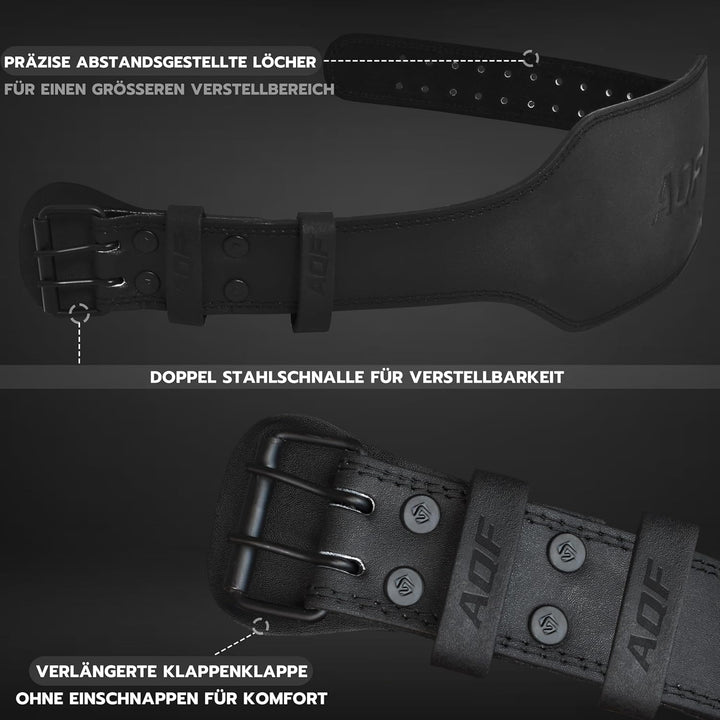AQF Gewichthebergürtel, Leder, gepolstert, Bodybuilding, Fitness, Gymnastik Large 32"-36" Mattschwar