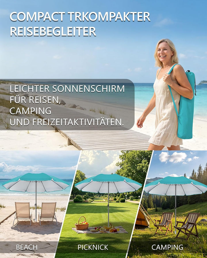 4smile Sonnenschirm Strand SunnyJoy - UPF 50+ Strandschirm Ø 180 cm, sicherer Sonnenschutz Strand, S