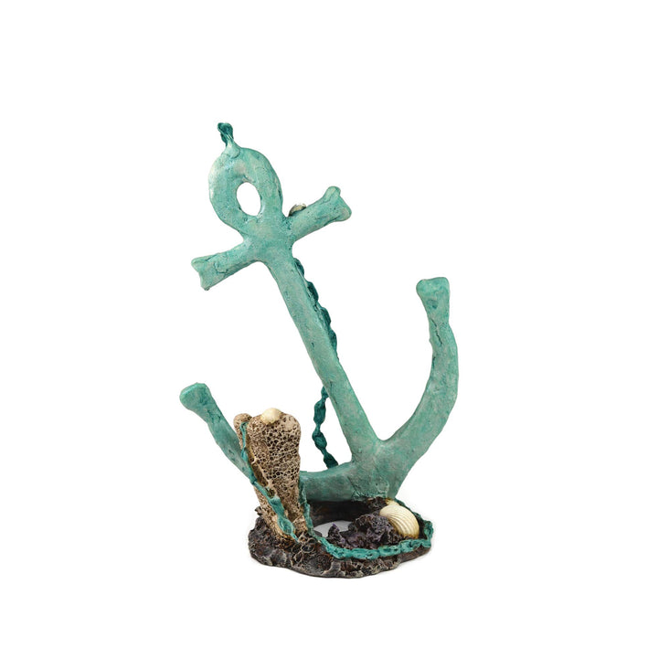 biOrb 46139 Anker Ornament – detaillierte Aquariendekoration in grün/ türkis mit Muschel und Koralle