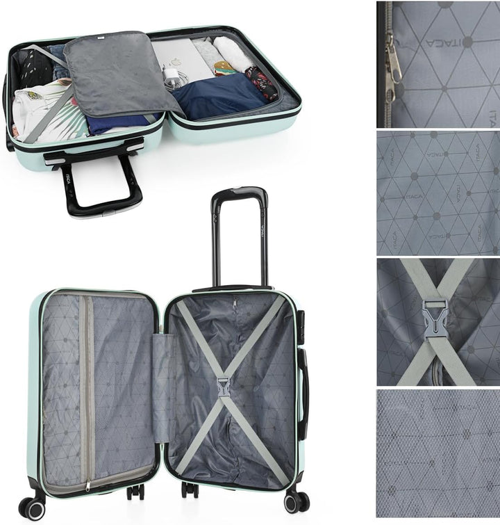 ITACA - Trolley Handgepäck Cabin Trolley Koffer Reisekoffer Hartschalenkoffer mit Zahlenschloss - Ka