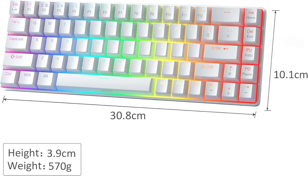 MageGee Tragbare 60% mechanische Gaming-Tastatur, roter Schalter, PBT Pudding-Tastenkappen, RGB-Hint