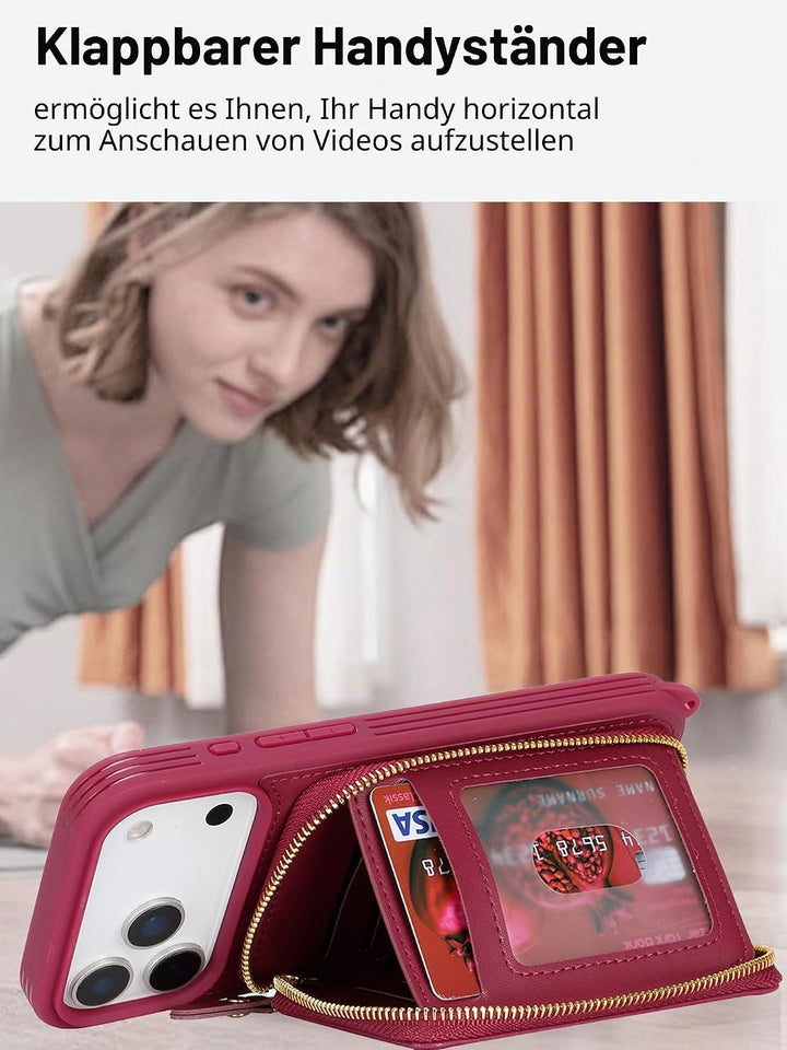 ELTEKER Handyhülle für iPhone 17 Pro Max Hülle mit Band Verstellbarem Schultergurt, Reissverschluss