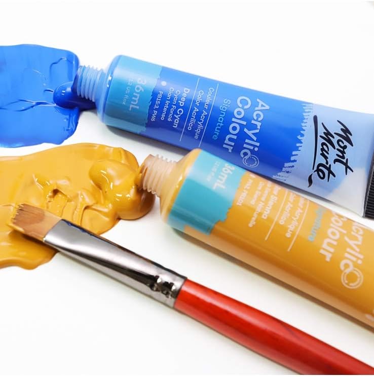 Mont Marte Acrylfarben Set Premium – 24 Stück, 36ml Tuben – Ideal für Acrylmalerei – Brillante Licht