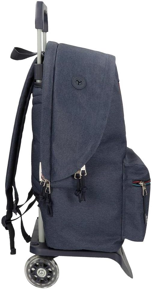 Pepe Jeans Aidan Rucksack für Laptop, Doppelfach mit Trolley, 15,6 Zoll, Blau, 31 x 44 x 17,5 cm, Po