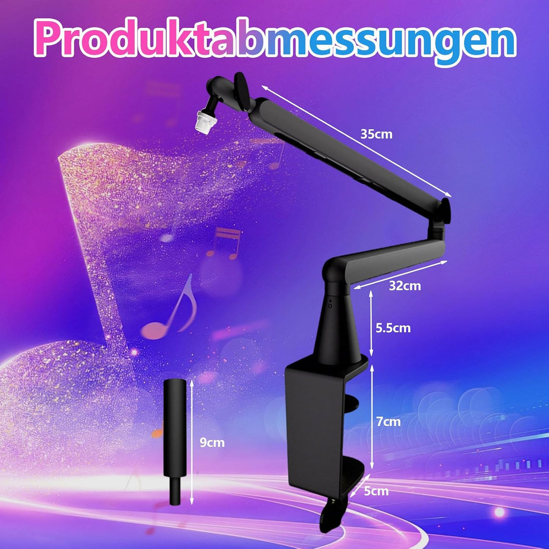 Mikrofon Arm, Low Profile Mic Arm mit Kabelkanälen, 360° drehbarem Rode Mikrofonarm, Verstellbarer M