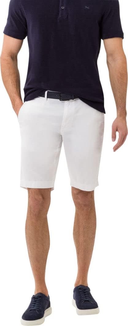 BRAX Herren Klassische Shorts Style Bari Cotton Gab Klassisch-Sportive Chino-Bermuda 46 Weiss, 46 We