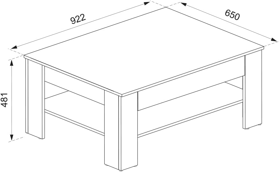 Vicco Couchtisch Milan, Wohnzimmertisch mit Schublade, Weiss/Goldkraft Eiche, 92.2 x 65 cm, Weiß