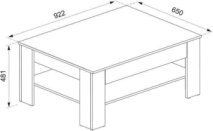 Vicco Couchtisch Milan, Wohnzimmertisch mit Schublade, Weiss/Goldkraft Eiche, 92.2 x 65 cm, Weiß