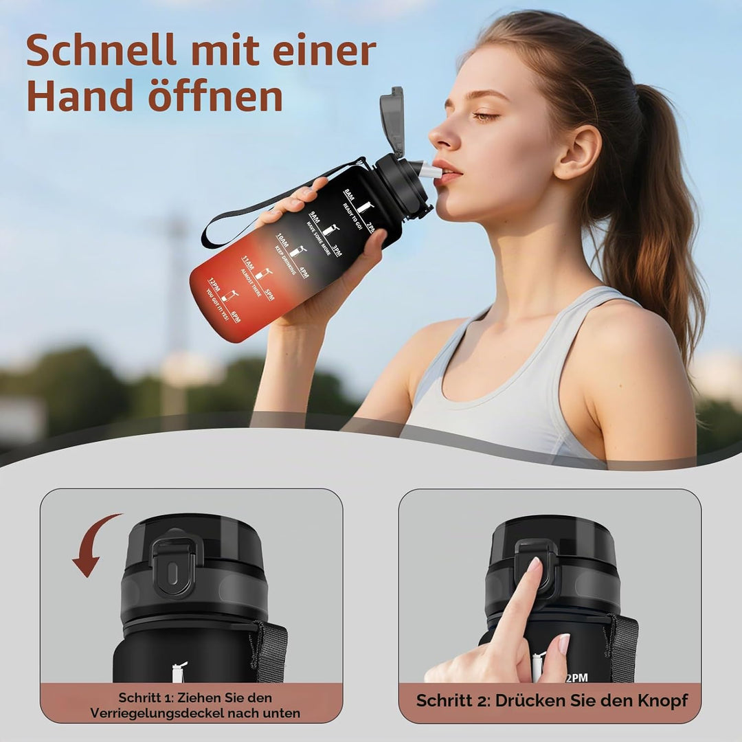 HoneyHolly Trinkflasche 1500ML, Auslaufsicher, Trinkflasche Kohlensäure Geeignet, Wasserflasche BPA-