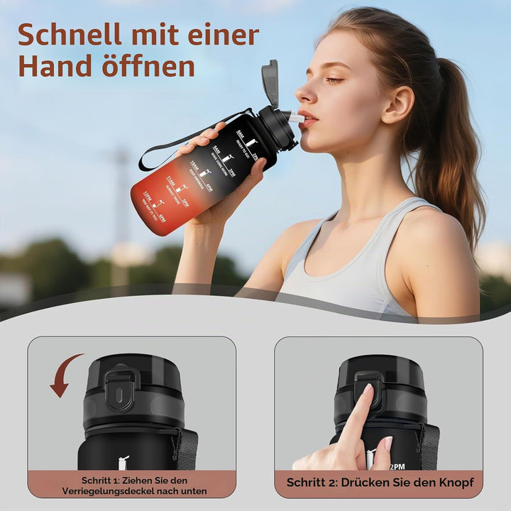 HoneyHolly Trinkflasche 1500ML, Auslaufsicher, Trinkflasche Kohlensäure Geeignet, Wasserflasche BPA-