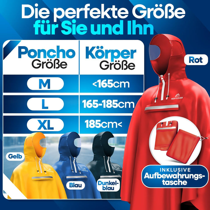 NEXTCOVER® NEU Regenponcho Fahrrad für Damen & Herren - mit [AquaShield 2.0] Technologie I Regenponc