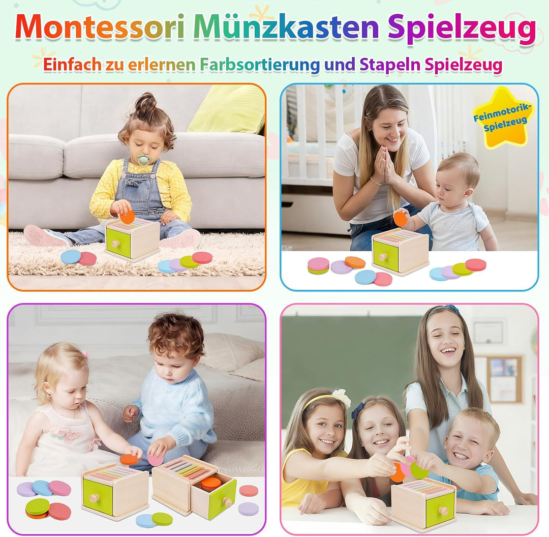 FCSONU Kinder Montessori Spielzeug ab 1 2 3 Jahre Jungen Mädchen, Holzspielzeug ab 1 Jahr, Motoriksp