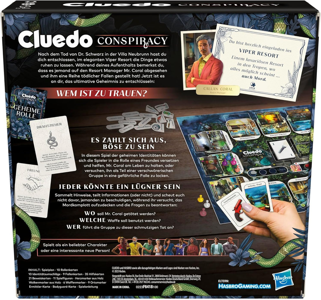 Cluedo Conspiracy Brettspiel für Erwachsene und Jugendliche, deutsche Version des Mystery Games, für