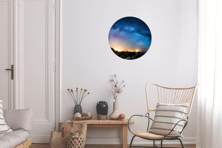 Wandbild Rund Wanddeko Deko Wohnzimmer Bilder 30x30 cm Galaxie - Universum - Sonne - Jungen - Mädche