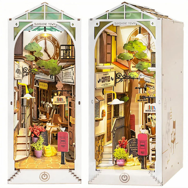 Rolife DIY Book Nook Kits Modell Holzbausatz,Bookshelf Insert Diorama Bookends, Booknook Bücherregal