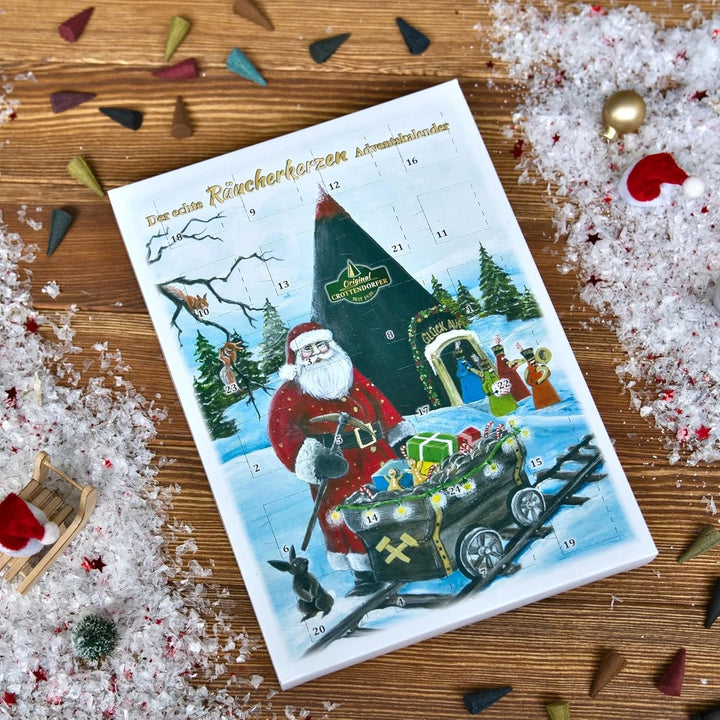 Crottendorfer Adventskalender - 24 Düfte - Hochformat (21x30cm) - Crottendorfer Räucherkerzen für We