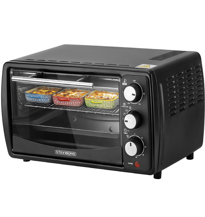 Steinborg® Mini Backofen 13 Liter Krümelblech Ober- und Unterhitze 1.200 Watt Miniofen mit Timer kle