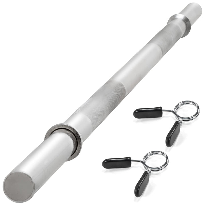 MAXXIVA® Langhantelstange - 120/140/160/180 cm, 30mm, bis 300kg, Stahl, Chrom, Federverschluss - Lan