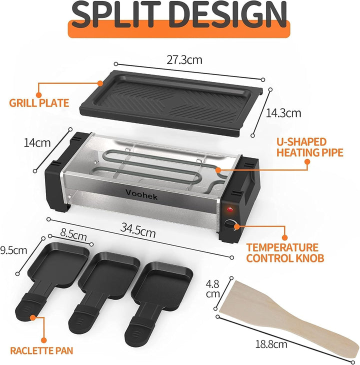 Raclette 2 Personen Raclette Grill Mini Raclette 3 Pfännchen 3 Raclette Holzspatel Tischgrill Elektr