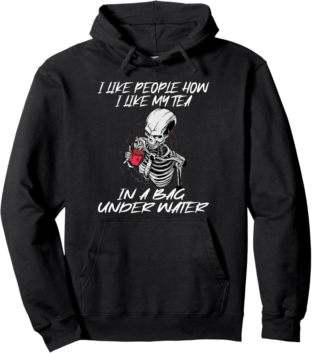 I Like People Tee Schwarzer Humor Sensenmann Skelett Pullover Hoodie