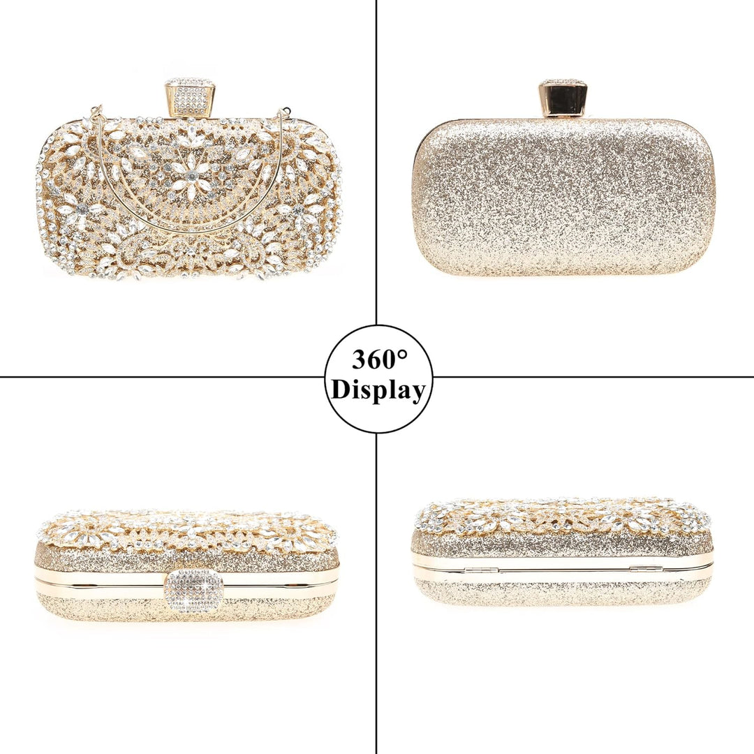 COAIMANEY Damen Glitzernde Clutch, Abendtasche Unterarmtasche Umhängetasche mit Strass-Pailletten un