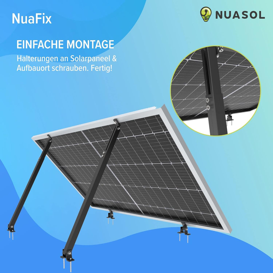NuaSol Montageset für Balkonkraftwerk | 2 Stück Solarmodul Halterung | Aufständerung 30°-60° | indiv