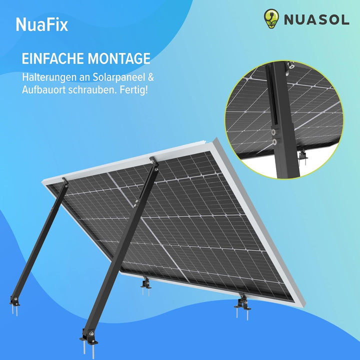 NuaSol Montageset für Balkonkraftwerk | 2 Stück Solarmodul Halterung | Aufständerung 30°-60° | indiv