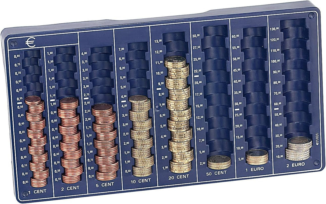 PEARL Münzsortierer Spardose: 8er-Set Euro-Münzbretter für alle Euro- und Cent-Münzen (Münzsortierer