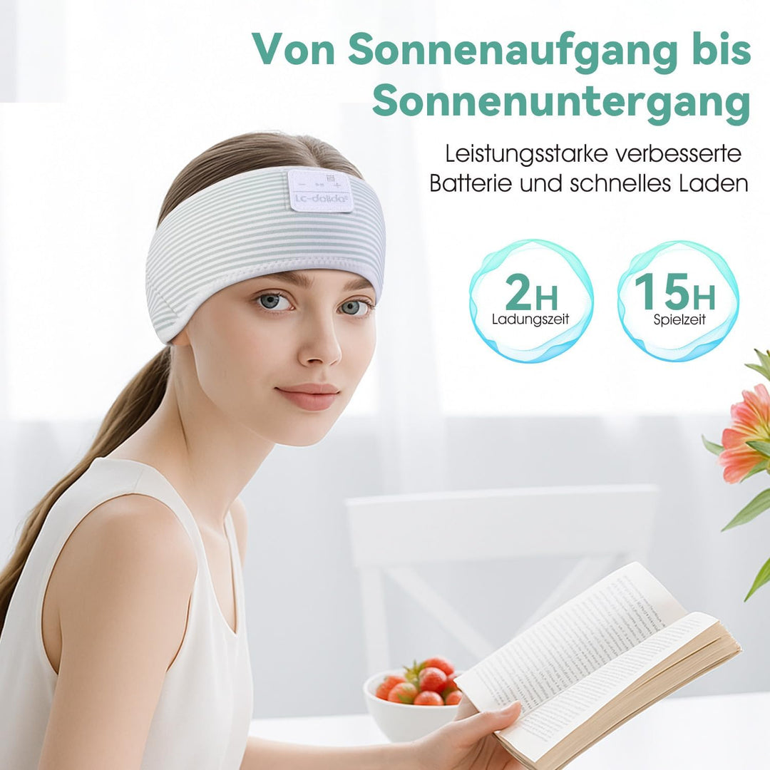 LC-dolida Schlafkopfhörer Ultra-Soft Bluetooth-Stirnband mit 4-Wege Stretch & No-Slip Yoga Stirnband