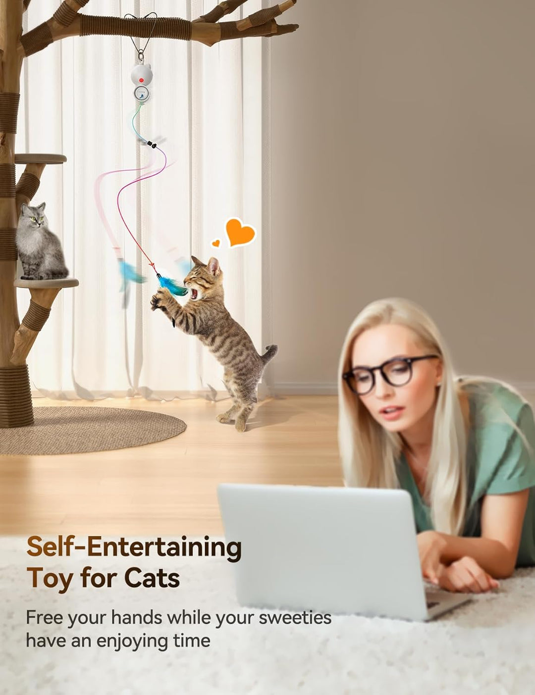 FEELNEEDY Katzenspielzeug Elektrisch mit LED Red Light Spielzeug für Katzen, Cat Toy Hängendes Autom